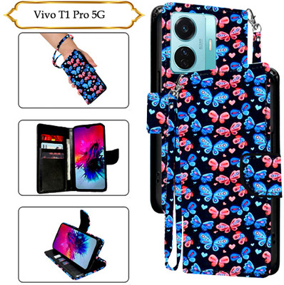 Asmart Flip Cover for Vivo T1 Pro 5G(Black, Pack of: 1)