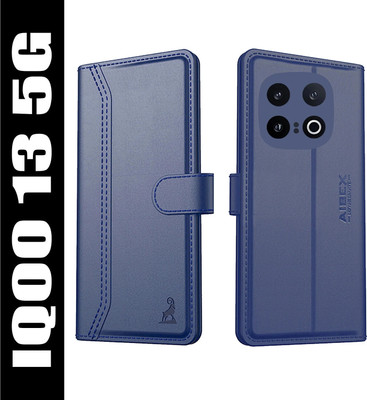 AIBEX Flip Cover for iQOO 13 5G|Premium Leather Finish | Magnetic Closure | Kickstand Feature | Shockproof(Blue, Magnetic Case, Pack of: 1)