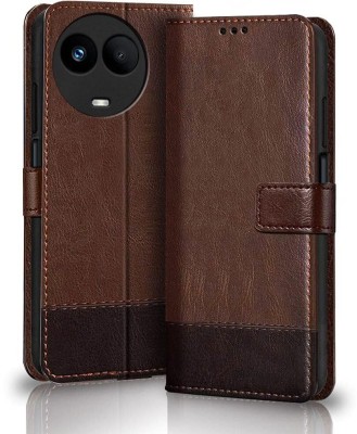 NEXTZONE Flip Cover for Realme 11x/Narzo 60x 5G Dual Shade Case - Brown-Coffee(Multicolor, Magnetic Case, Pack of: 1)