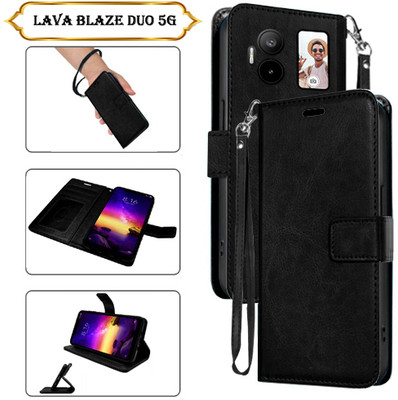 PARGO Flip Cover for Lava Blaze Duo 5G(Black, Pack of: 1)