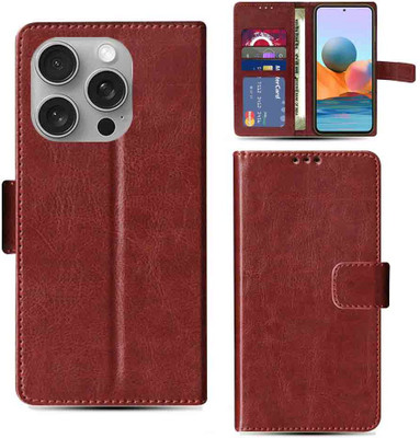 Kalua Mall Flip Cover for iPhone 15 Pro Max phone flip cover | Apple MU783HN/A phone flip cover | Brown(Brown, Magnetic Case, Pack of: 1)