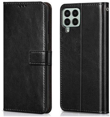 AKSP Flip Cover for Samsung Galaxy M53 (5G) Genuine Leather Finish(Black, Dual Protection, Pack of: 1)