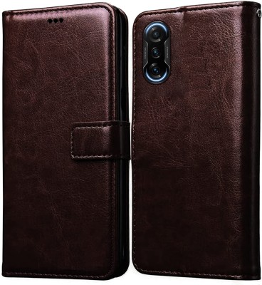 Never Late Flip Cover for Mi Poco F3 GT(Brown, Grip Case, Pack of: 1)
