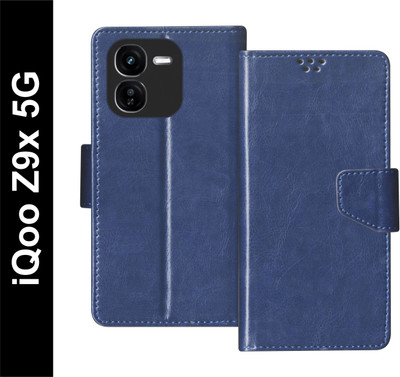 SBMS Flip Cover for iQoo Z9x 5G Back Cover Case with Magnatic Closure | Inbuilt Stand | Card & Money Pocket(Blue, Shock Proof, Pack of: 1)