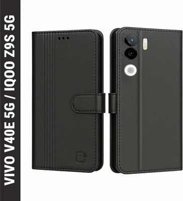 AIBEX Flip Cover for Vivo V40E 5G / iQOO Z9s 5G|Inbuilt Wallet & Card Slots|Premium Leather Magnetic Case(Black, Card Holder, Pack of: 1)