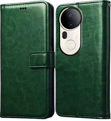 Casotec Flip Cover for Vivo T4 Ultra 5G, Vivo S20 Pro 5G(Green, Pack of: 1)