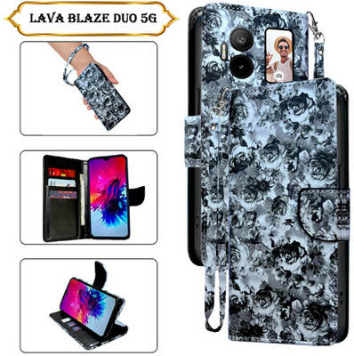 PARGO Flip Cover for Lava Blaze Duo 5G(Black, Pack of: 1)