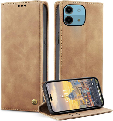 GoPerfect Flip Cover for Ai Plus Nova 5G(Brown, Shock Proof, Pack of: 1)