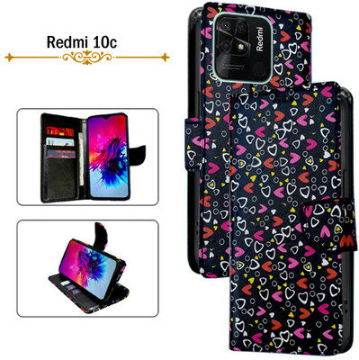 Asmart Flip Cover for Redmi 10c(Black, Pack of: 1)