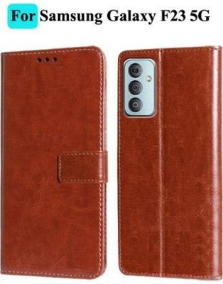 Aarov Flip Cover for Samsung Galaxy F23 5G(Brown, Dual Protection, Pack of: 1)