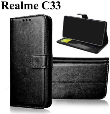 Openbuy Flip Cover for Realme C33, Realme C33 2023(Black, Magnetic Case, Pack of: 1)