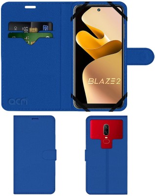 ACM Flip Cover for Lava Blaze 2(Blue, Cases with Holder, Pack of: 1)