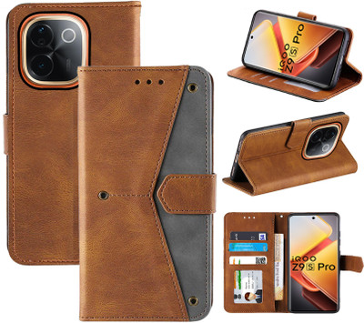 Autofocus Flip Cover for iQOO Z9s Pro 5G(Brown, Camera Bump Protector, Pack of: 1)
