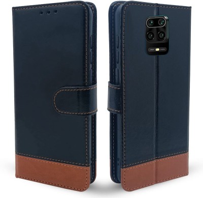 SESS XUSIVE Flip Cover for Redmi Note 9 Pro/Pro Max -Dual-Color Leather Finish Wallet - Black & Brown(Multicolor, Dual Protection)