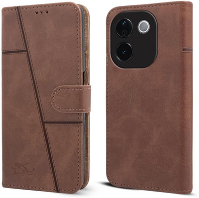 spaziogold Flip Cover for iQoo Z9s Pro 5G(Premium Leather Material | Built-in Stand))(Brown, Dual Protection, Pack of: 1)