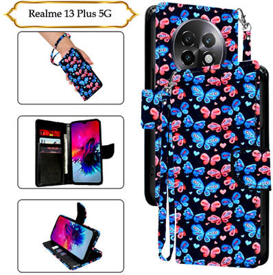 Cutemart Flip Cover for Realme 13 Plus 5G(Black, Pack of: 1)
