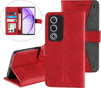 GLADLY Flip Cover for Oppo A3 Pro 5G(Red, Dual Protection, Pack of: 1)
