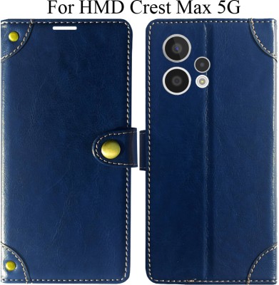 MYSHANZ Flip Cover for HMD Crest Max 5G(Blue, Magnetic Case)