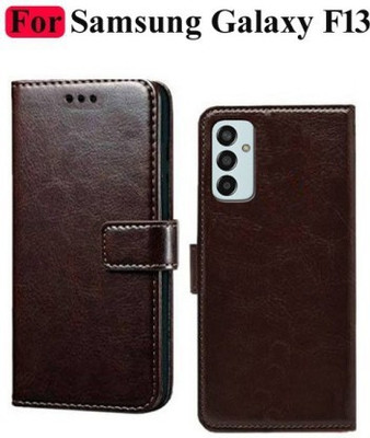GLADLY Flip Cover for SAMSUNG Galaxy F13 4G Samsung Galaxy F13 Back Cover(Brown, Dual Protection, Pack of: 1)