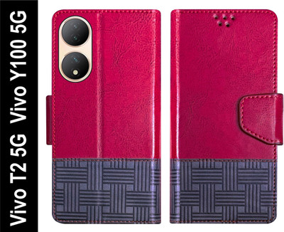 Telecase Flip Cover for Vivo T2 5G / Vivo Y100 5G Back Cover Case with Magnatic Closure(Red, Shock Proof, Pack of: 1)