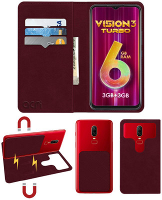 ACM Flip Cover for Itel Vision3 Turbo(Maroon, Cases with Holder, Pack of: 1)