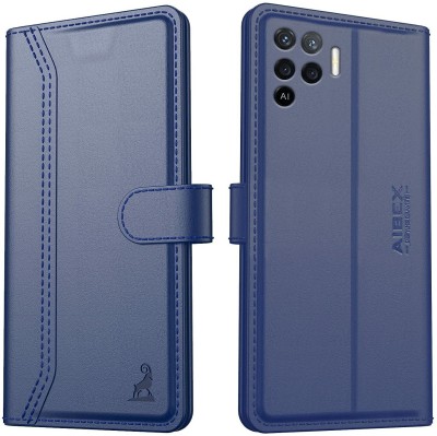 AIBEX Flip Cover for Oppo F19 Pro 4G|Vegan PU Leather |Foldable Stand & Pocket |Magnetic Closure(Blue, Cases with Holder, Pack of: 1)