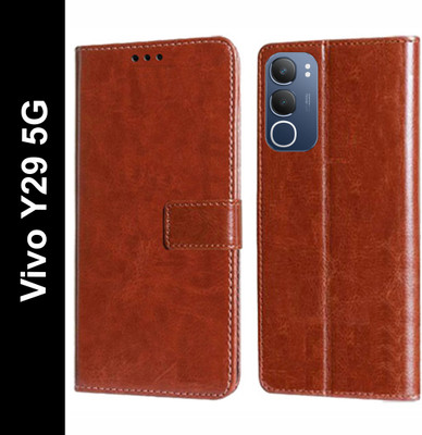 Wynhard Flip Cover for Vivo Y29 5G(Brown, Grip Case, Pack of: 1)