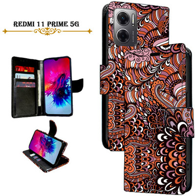 Asmart Flip Cover for Redmi 11 Prime 5G(Brown, Pack of: 1)