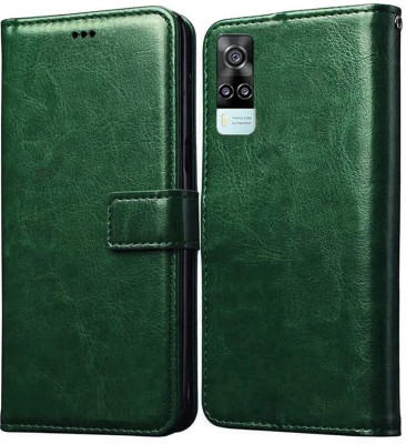 Takshiv Deal Flip Cover for Vivo Y31 2021(Green, Dual Protection, Pack of: 1)