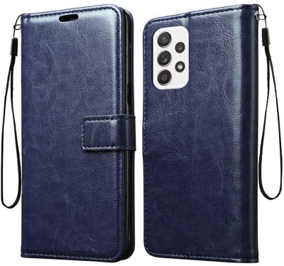 SUCH Flip Cover for Samsung Galaxy A72 leather flip (Blue, Shock Proof, Pack of: 1)(Blue, Cases with Holder)