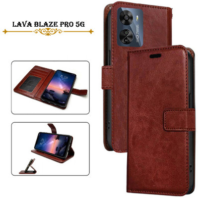 PARGO Flip Cover for Lava Blaze Pro 5G(Brown, Pack of: 1)