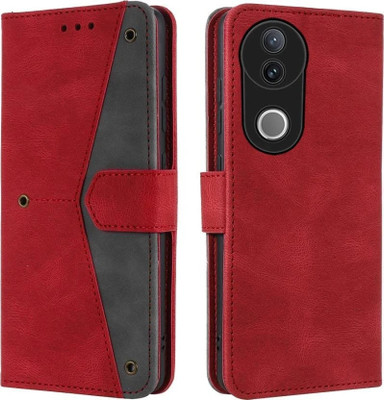 Manobal Flip Cover for vivo V50 5G, Vivo V50e 5G, Vivo T4R 5G(Red, Camera Bump Protector, Pack of: 1)