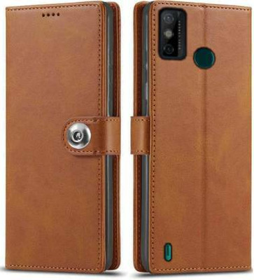 Flospy Flip Cover for Tecno Spark 6 Go(Brown, Dual Protection, Pack of: 1)