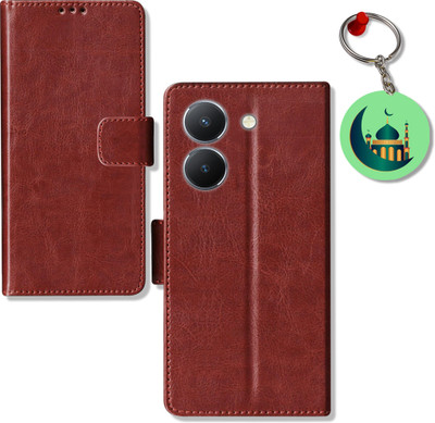 HANIRY Flip Cover for Vivo Y36 5G folding cover | V2247 folding cover | Free Keychain | Brown(Brown, Magnetic Case, Pack of: 1)