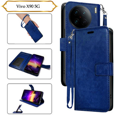 Cutemart Flip Cover for Vivo X90 5G(Blue, Pack of: 1)