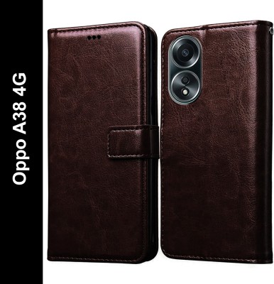 Casotec Flip Cover for Oppo A38 4G, Oppo A18 4G(Brown, Pack of: 1)