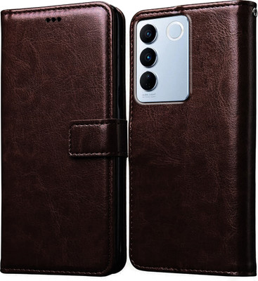 Casotec Flip Cover for Vivo V27 5G,Vivo V27 Pro 5G, Vivo S16 5G(Brown, Pack of: 1)