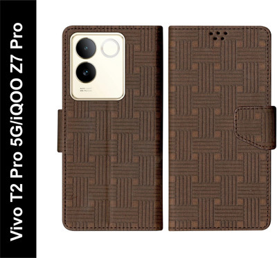SBMS Flip Cover for iQOO Z7 Pro 5G / Vivo T2 Pro 5G Back Cover Case with Magnatic Closure(Brown, Shock Proof, Pack of: 1)
