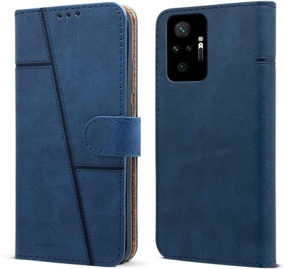 spaziogold Flip Cover for Redmi Note 10 Pro Max(Premium Leather Material | 360-Degree Protection | Built-in Stand)(Blue, Dual Protection, Pack of: 1)