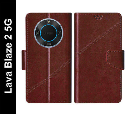 SBMS Flip Cover for Lava Blaze 2 5G Back Cover Case with Magnatic Closure(Brown, Shock Proof, Pack of: 1)