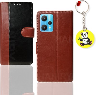 HANIRY Flip Cover for Realme 9 Pro Plus folding cover | RMX3392 Cover | Free Panda Keychain | Black, Brown(Brown, Magnetic Case, Pack of: 1)