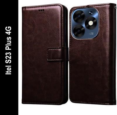 Flipkart SmartBuy Flip Cover for Itel S23 Plus 4G(Brown, Pack of: 1)