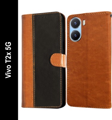 Casotec Flip Cover for Vivo T2x 5G(Brown, Pack of: 1)