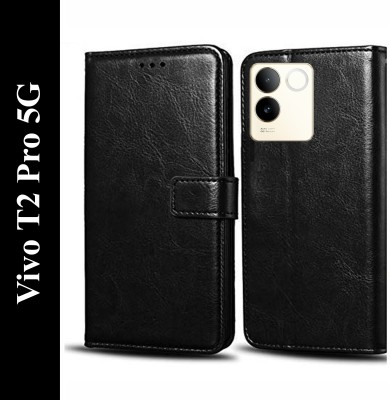 Wynhard Flip Cover for Vivo T2 Pro 5G(Black, Grip Case, Pack of: 1)