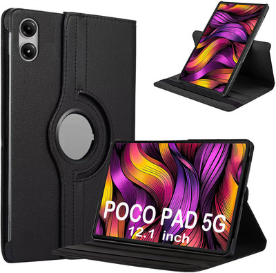 PUNAK Flip Cover for poco pad 5g, Poco pad 5g 12.1 inch, poco pad 12.1 inch, POCO PAD(Black, Shock Proof, Pack of: 1)