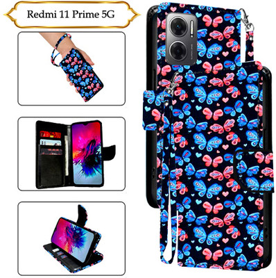Cutemart Flip Cover for Redmi 11 Prime 5G(Black, Pack of: 1)