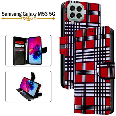 Asmart Flip Cover for Samsung Galaxy M53 5G(Red, Pack of: 1)