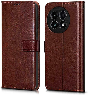 WOW Imagine Flip Cover for 1+ OnePlus 13R 5G Card Pockets Wallet & Stand(Brown, Magnetic Case)