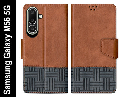 PUFFCASE Flip Cover for Samsung Galaxy M56 5G(Brown, Shock Proof, Pack of: 1)