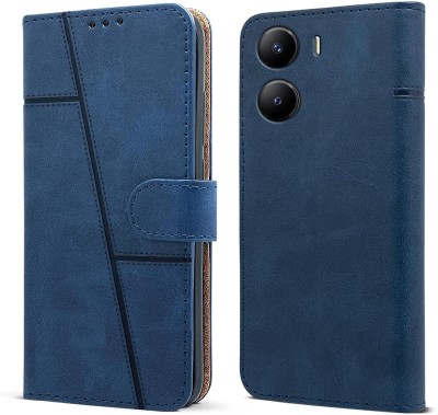 spaziogold Flip Cover for Vivo Y56[Premium Leather Material | Built-in Stand | Card Slots and Wallet](Blue, Dual Protection, Pack of: 1)